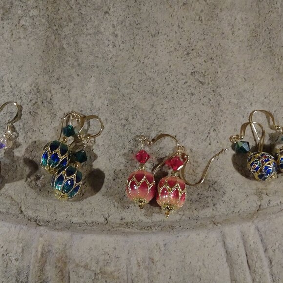 Cloisonne earrings in six handcrafted artisanal designs - Picture 7 of 15